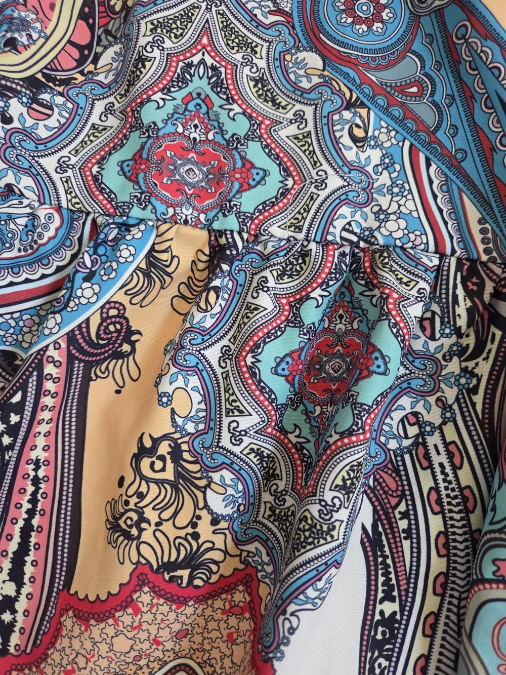 Multicolor Paisley Halter Neck Tunic Top Boho - Picture 3 of 8